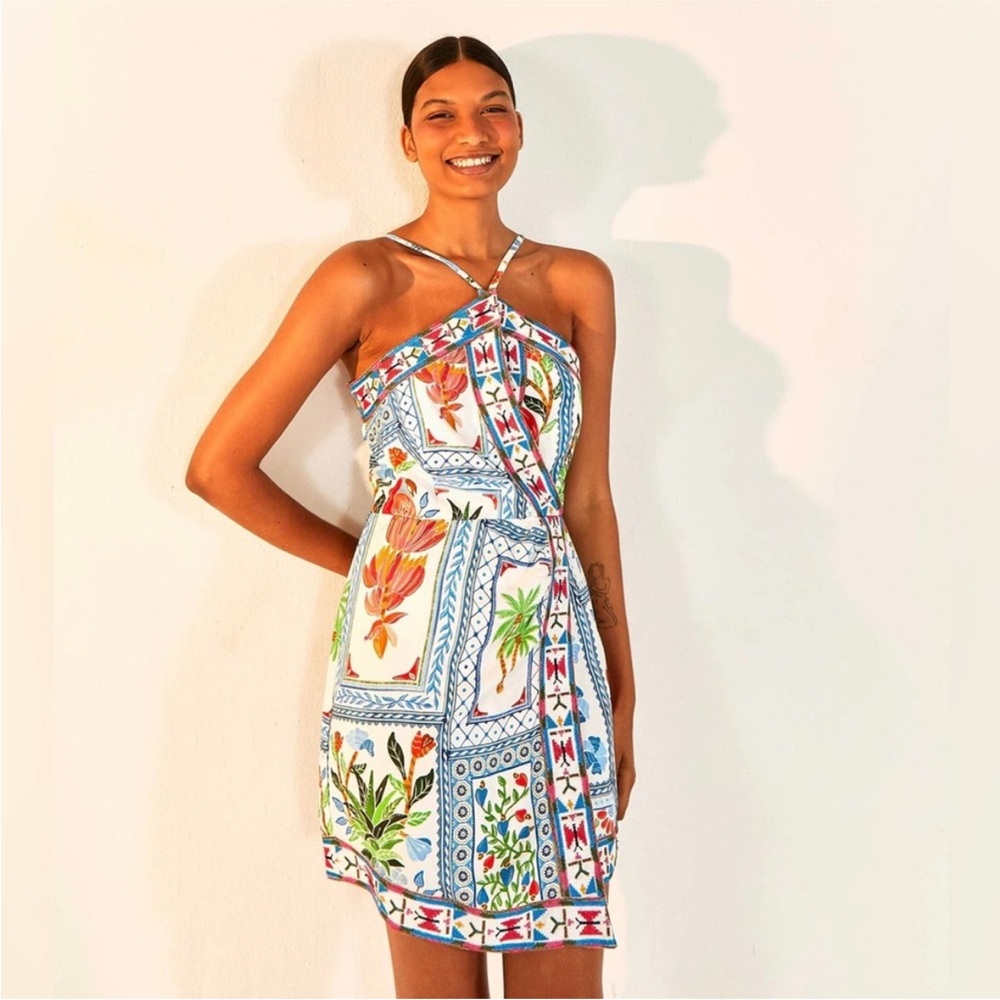 Farm rio tropical tiles mini dress
